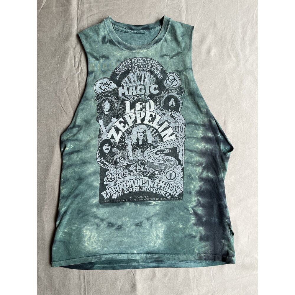 Green Led Zeppelin Tie Dye T-shirt Size M Electric Magic Wembley ‘71 Flawed